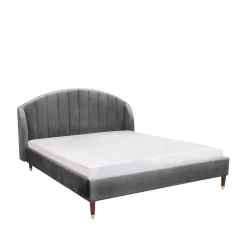 HOMLA Łóżko Reine Welurowe Szare 140X200 Cm