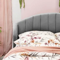 HOMLA Łóżko Reine Welurowe Szare 140X200 Cm