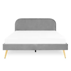 HOMLA Łóżko Venlo Welurowe Szare 160X200 Cm