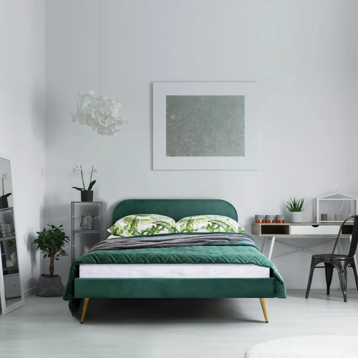 HOMLA Łóżko Venlo Welurowe Zielone 160X200 Cm