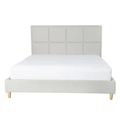 HOMLA Łóżko Ze Stelazem Aster W Tkaninie Jasnoszare 140X200 Cm