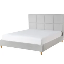 HOMLA Łóżko Ze Stelazem Aster W Tkaninie Jasnoszare 140X200 Cm