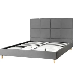 HOMLA Łóżko Ze Stelazem Aster W Tkaninie Ciemnoszare 140X200 Cm