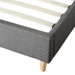 HOMLA Łóżko Ze Stelazem Aster W Tkaninie Ciemnoszare 140X200 Cm