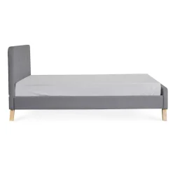 HOMLA Łóżko Ze Stelazem Mikkel Welurowe Szare 140X200 Cm