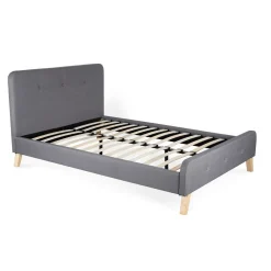 HOMLA Łóżko Ze Stelazem Mikkel Welurowe Szare 140X200 Cm