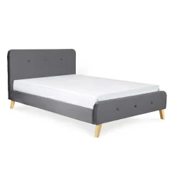 HOMLA Łóżko Ze Stelazem Mikkel Welurowe Szare 160X200 Cm