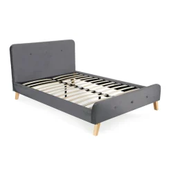 HOMLA Łóżko Ze Stelazem Mikkel Welurowe Szare 160X200 Cm