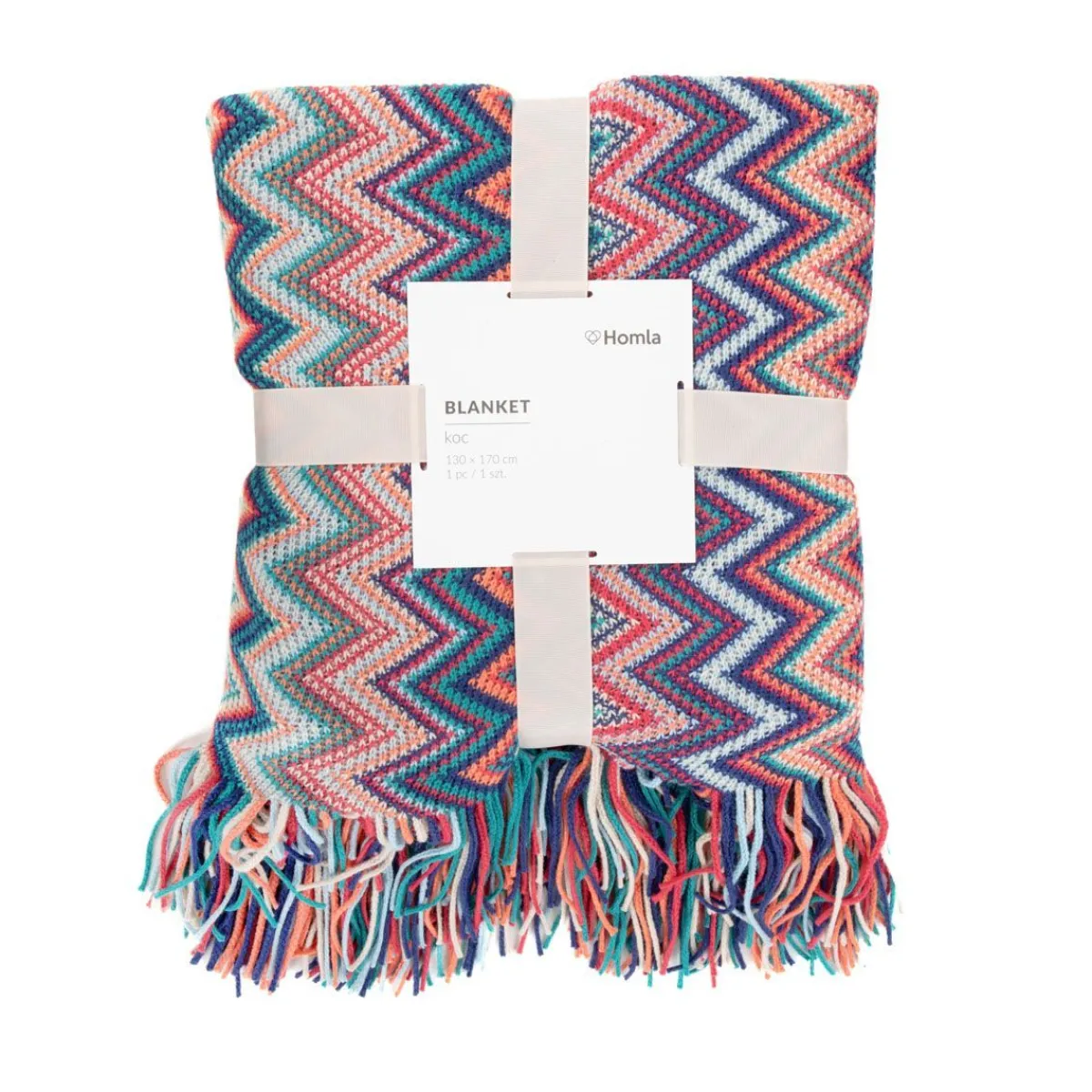 HOMLA Koc Meba W Kolorowe Zygzaki 130X170 Cm