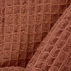 HOMLA Koc Vaffel Z Fredzlami Ceglasty 130X170 Cm