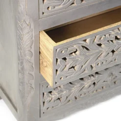 HOMLA Komoda Z Szufladami Banhi Lite Drewno Mango Zlobione 90X40X90 Cm