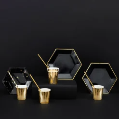 PARTYDECO Komplet Talerzy Black Papierowych 6 Szt. Fi 23 Cm