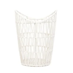 HOMLA Kosz Lazienkowy Laelia Pleciony Bialy 21X21X38 Cm
