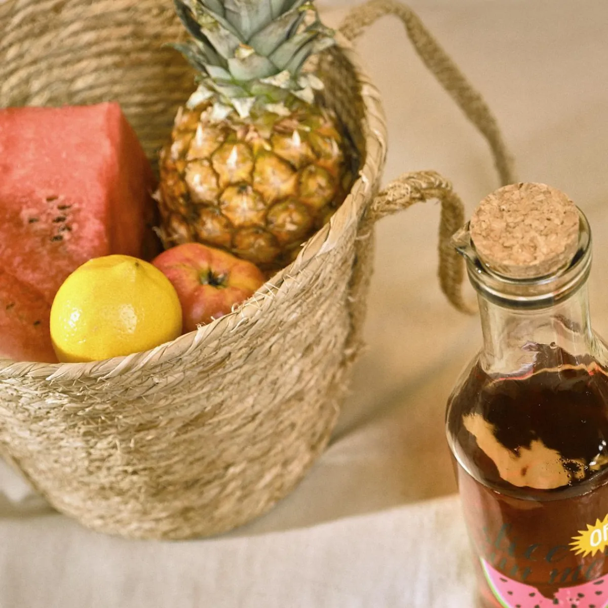 HOMLA Kosz Lumbo Z Trawy Morskiej Z Uchwytami 28X25 Cm