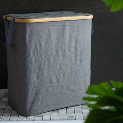 HOMLA Kosz Na Bielizne Nellie Szary 55,5X34,5X60 Cm