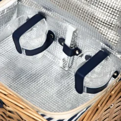 HOMLA Kosz Piknikowy Lorenzo Dla 2 Osob W Granatowe Paski 32X26X16 Cm