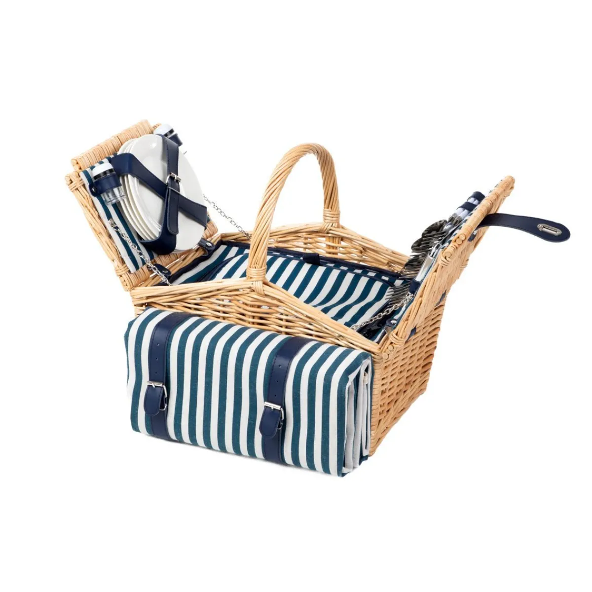 HOMLA Kosz Piknikowy Orlando Dla 4 Osob Z Mata Z Podwojna Klapa 40X28X20 Cm