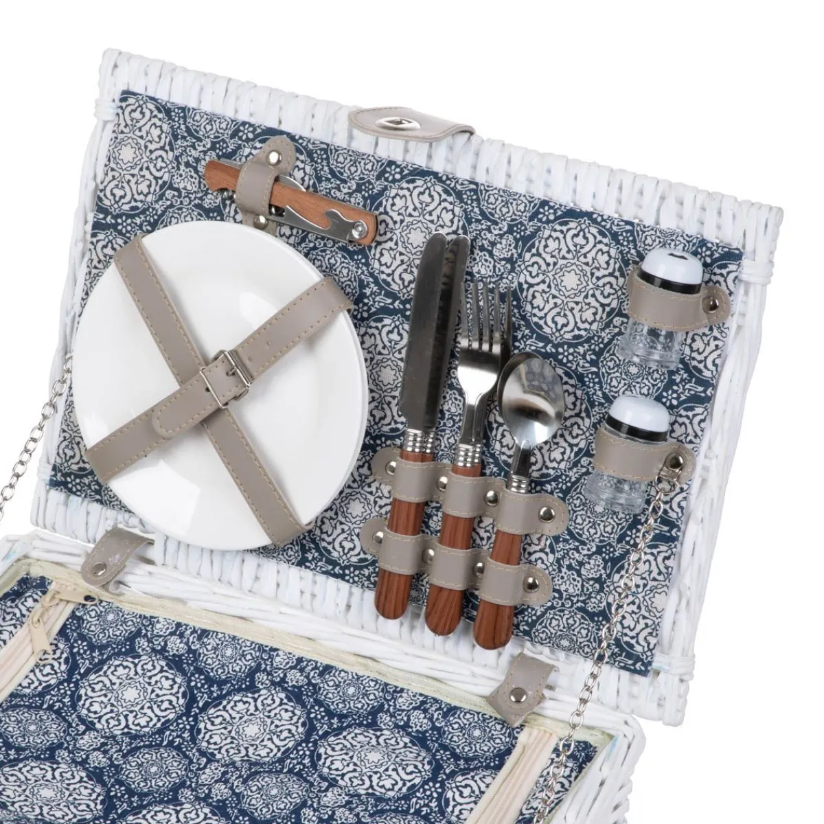 HOMLA Kosz Piknikowy Orlando Dla 2 Osob We Wzor Paisley 38X26X18 Cm