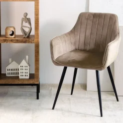 HOMLA Krzeslo Andre Welurowe Brazowe 56X61X86 Cm