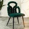 HOMLA Krzeslo Bubble Beam Welurowe Zielone Z Czarnymi Nogami 56,5X52X87 Cm