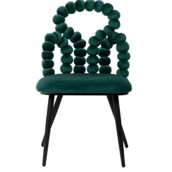 HOMLA Krzeslo Bubble Beam Welurowe Zielone Z Czarnymi Nogami 56,5X52X87 Cm