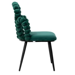 HOMLA Krzeslo Bubble Beam Welurowe Zielone Z Czarnymi Nogami 56,5X52X87 Cm