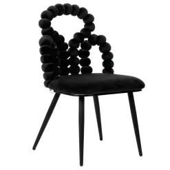 HOMLA Krzeslo Bubble Beam Welurowe Czarne Z Czarnymi Nogami 56,5X52X87 Cm