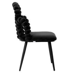 HOMLA Krzeslo Bubble Beam Welurowe Czarne Z Czarnymi Nogami 56,5X52X87 Cm