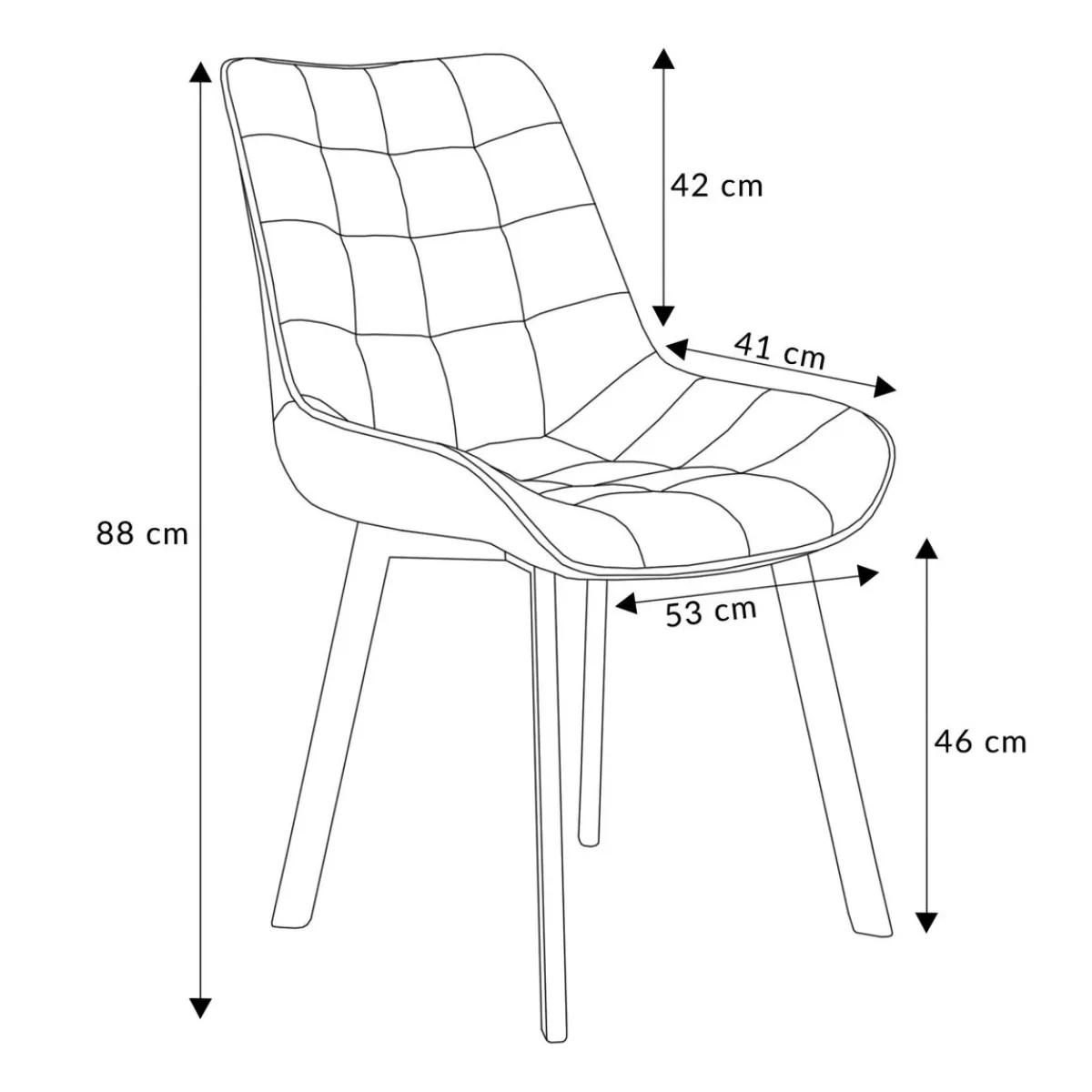 HOMLA Krzeslo Colin Welurowe Szare 53X61X88 Cm