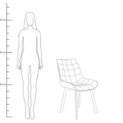 HOMLA Krzeslo Colin Welurowe Szare 53X61X88 Cm