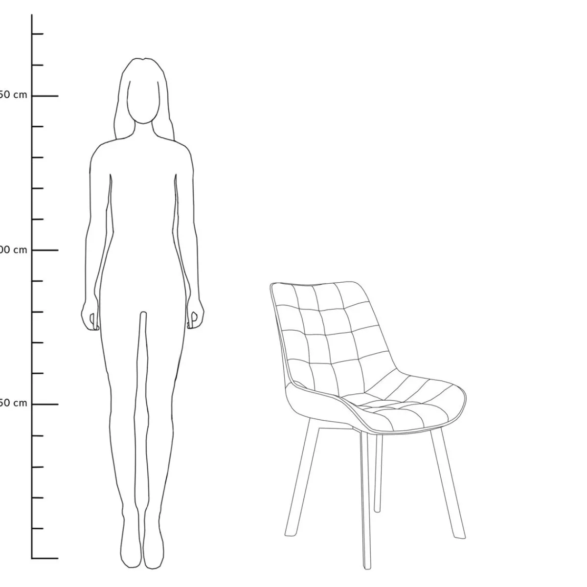 HOMLA Krzeslo Colin Welurowe Szare 53X61X88 Cm