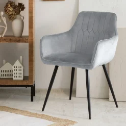 HOMLA Krzeslo Etienne Welurowe Jasnoszare 56X61X86 Cm