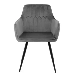 HOMLA Krzeslo Etienne Welurowe Szare 56X61X86 Cm