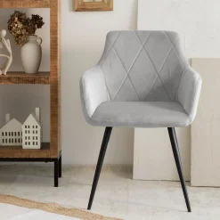 HOMLA Krzeslo Fellice Welurowe Szare 56X61X86 Cm