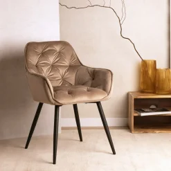 HOMLA Krzeslo Flossi Welurowe Bezowe 57X63X84 Cm