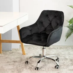 HOMLA Krzeslo Flossi Welurowe Obrotowe Czarne 57X65X90 Cm