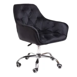 HOMLA Krzeslo Flossi Welurowe Obrotowe Czarne 57X65X90 Cm