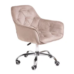 HOMLA Krzeslo Flossi Welurowe Obrotowe Bezowe 57X65X90 Cm