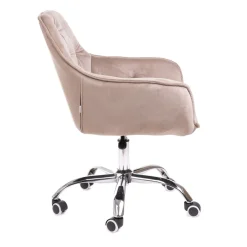 HOMLA Krzeslo Flossi Welurowe Obrotowe Bezowe 57X65X90 Cm