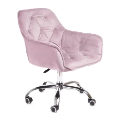 HOMLA Krzeslo Flossi Welurowe Obrotowe Rozowe 57X65X90 Cm
