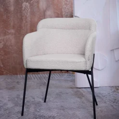 HOMLA Krzeslo Fluffy Szare W Tkaninie Teddy 57X60X78 Cm