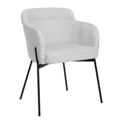 HOMLA Krzeslo Fluffy Szare W Tkaninie Teddy 57X60X78 Cm