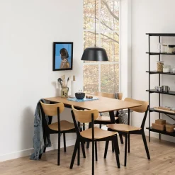 HOMLA Krzeslo Haveri! Drewniane Czarne-Naturalne 55X45X79,5 Cm