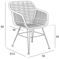 HOMLA Krzeslo Jardin Plecione Czarne 57X62X81 Cm