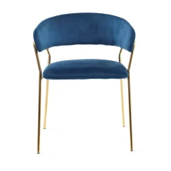 HOMLA Krzeslo Lira Welurowe Granatowe Ze Zlotymi Nogami 57X47X79 Cm