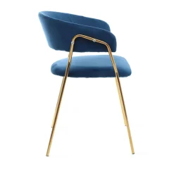 HOMLA Krzeslo Lira Welurowe Granatowe Ze Zlotymi Nogami 57X47X79 Cm