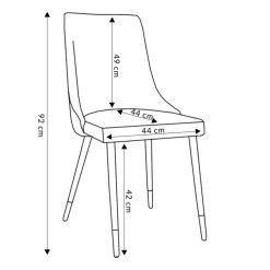 HOMLA Krzeslo Logan Welurowe Czarne 44X44X92 Cm