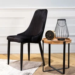 HOMLA Krzeslo Louis Welurowe Czarne 44X59X88 Cm