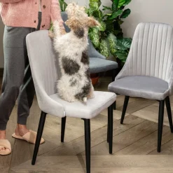 HOMLA Krzeslo Louis Welurowe Szare 44X59X88 Cm