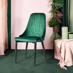 HOMLA Krzeslo Louis Welurowe Zielone 44X59X88 Cm